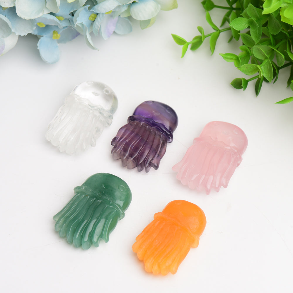 2-Inch Mixed Crystal Jellyfish Carving for Healing