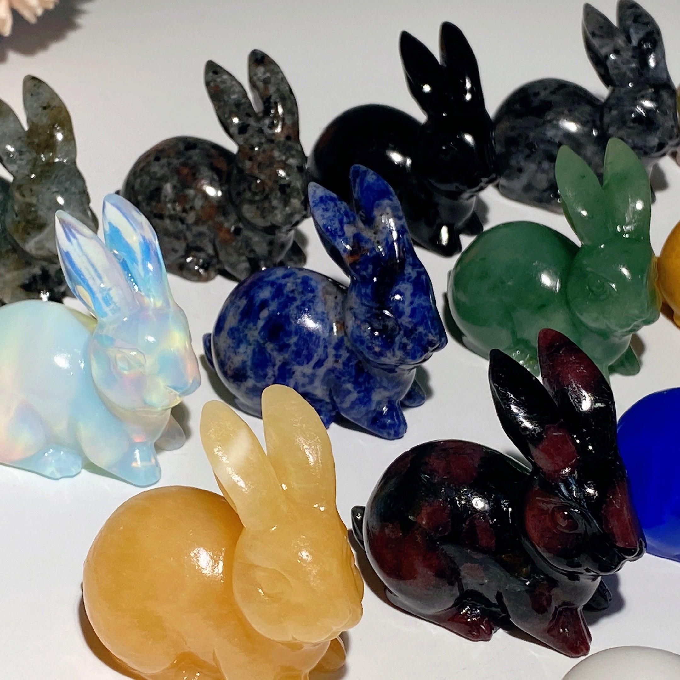 2-inch Mixed Crystal Rabbit Carvings for Healing, Abundance & Spiritual Energy