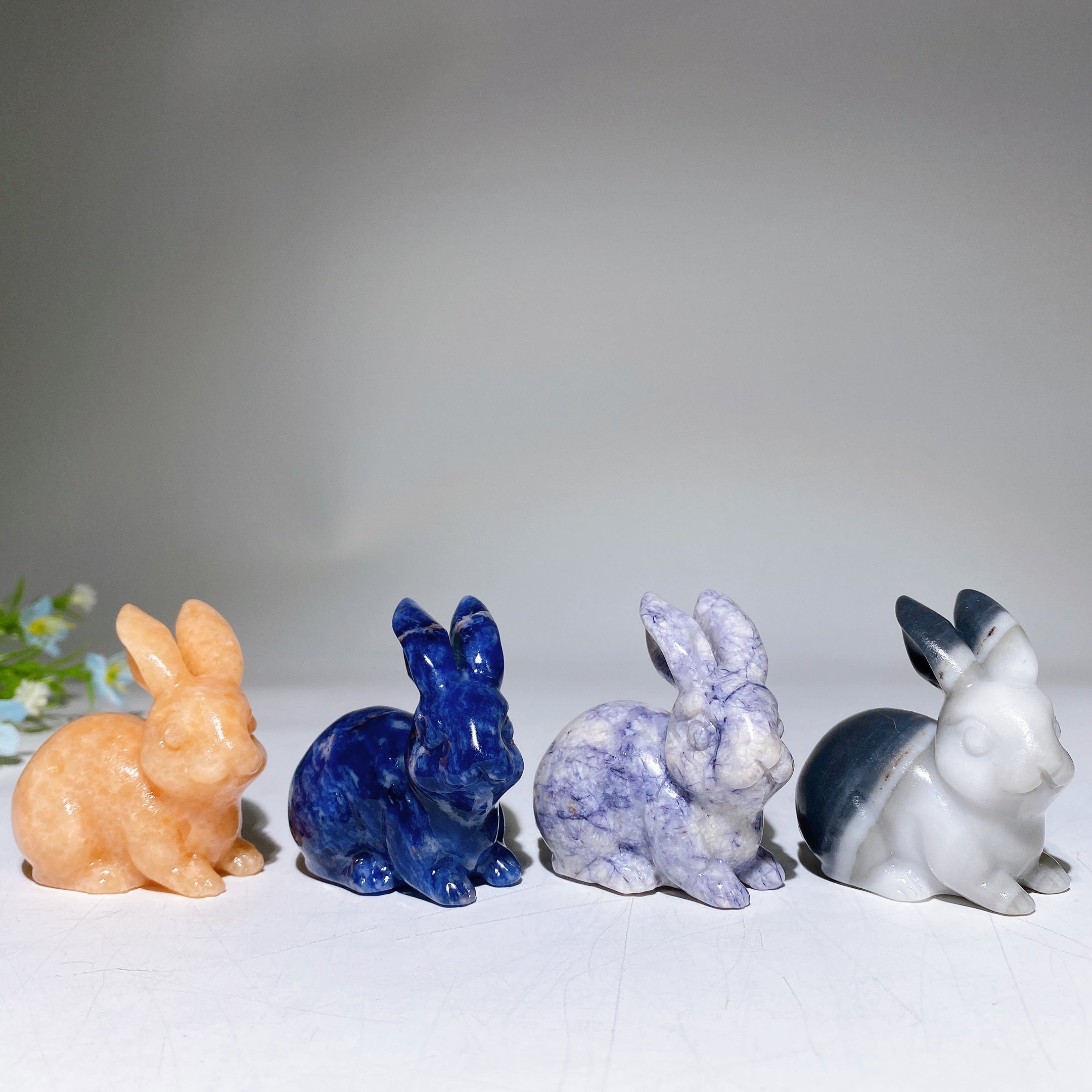 2-inch Mixed Crystal Rabbit Carvings for Healing, Abundance & Spiritual Energy