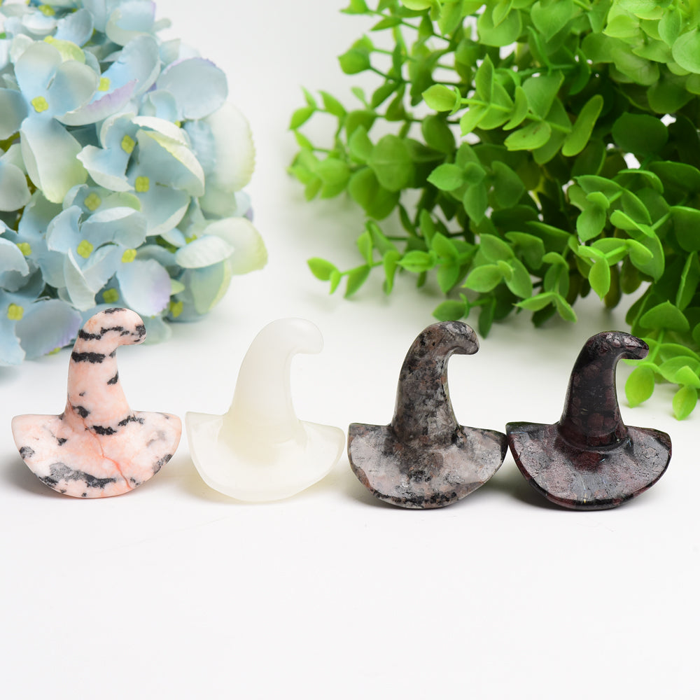 2-inch Mixed Crystal Wizard Hat Figurine Carving