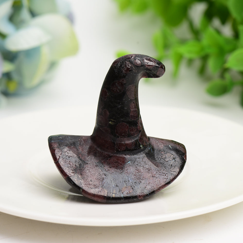 2-inch Mixed Crystal Wizard Hat Figurine Carving