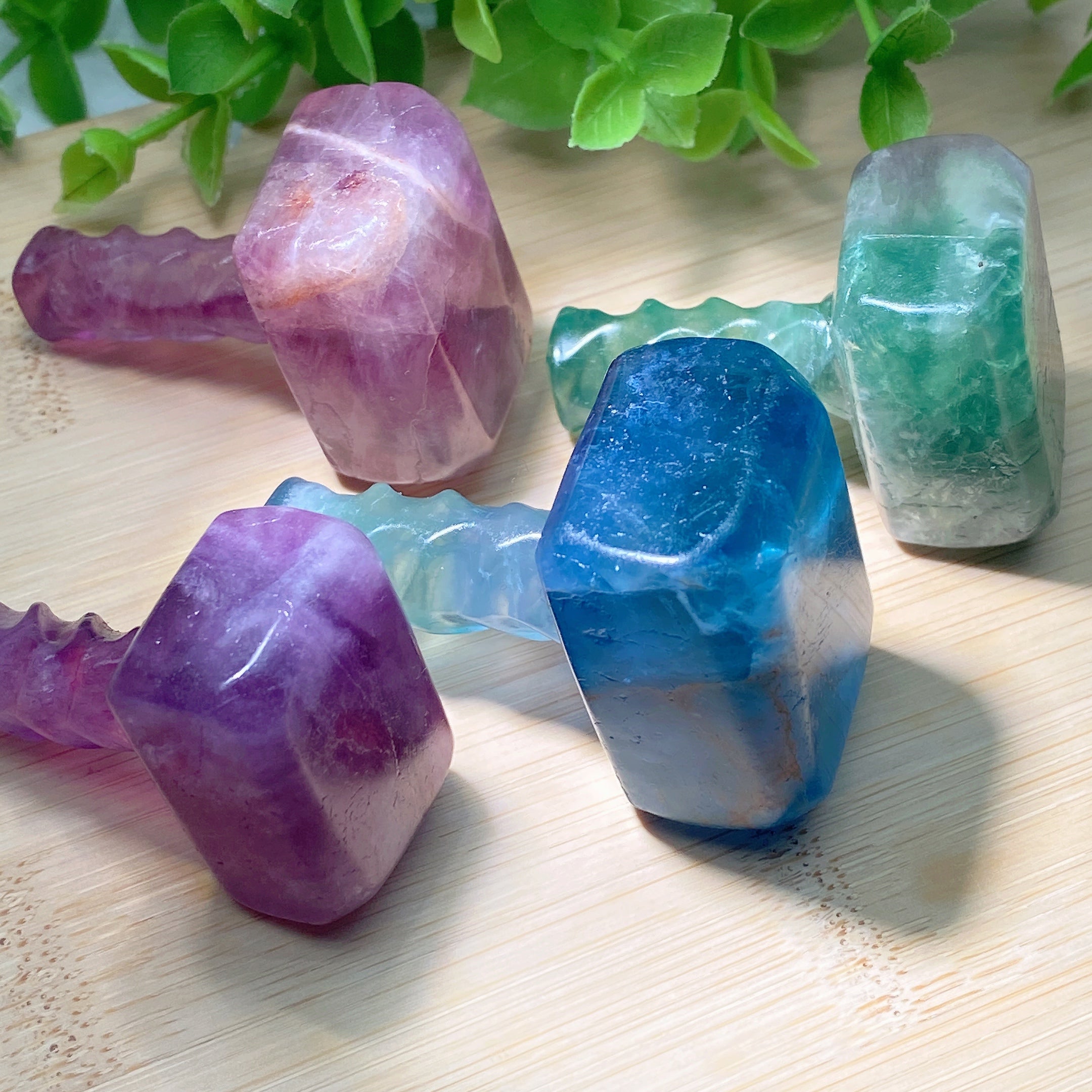 2-2 Inch Mixed Fluorite Hammer Crystal Figurines for Healing