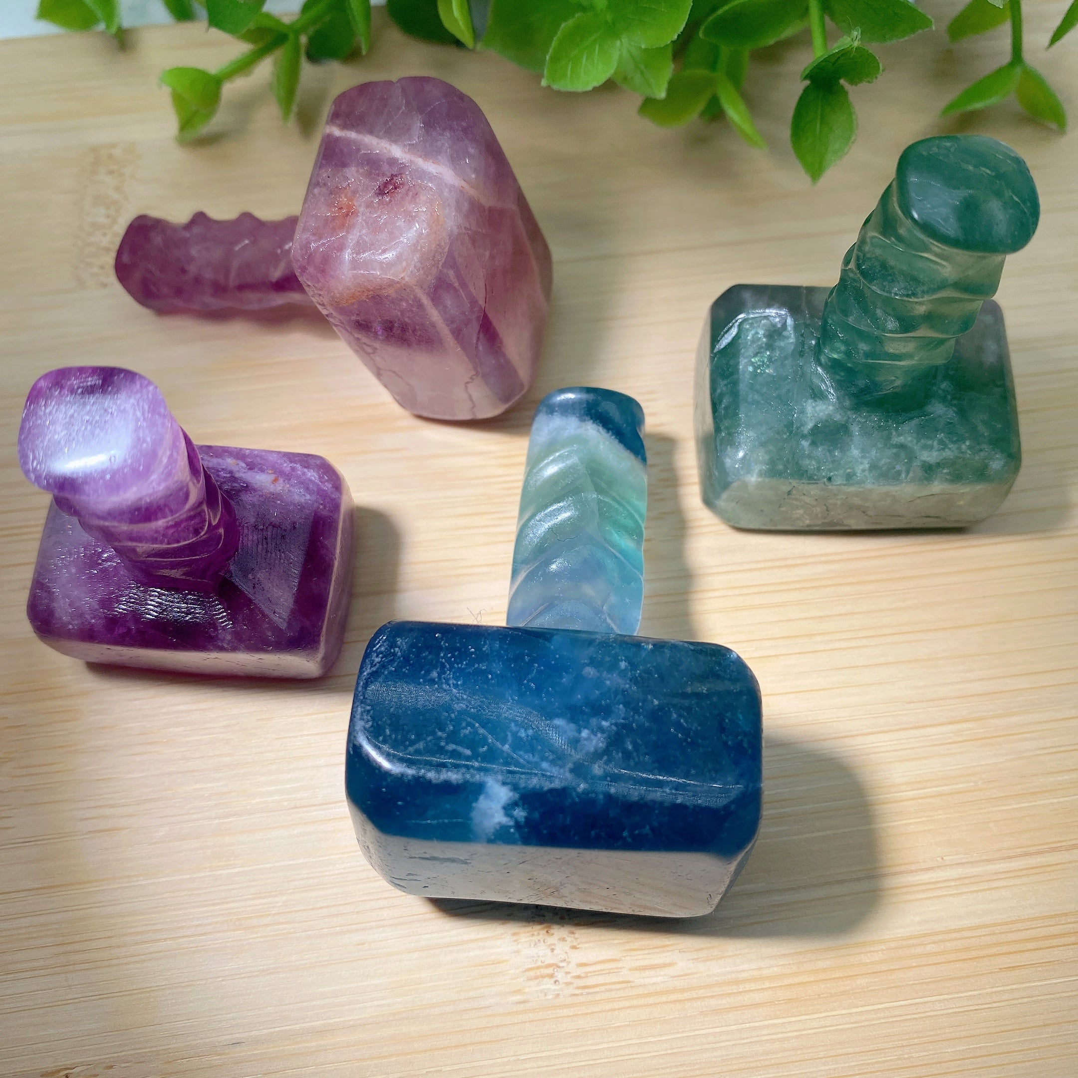 2-2 Inch Mixed Fluorite Hammer Crystal Figurines for Healing