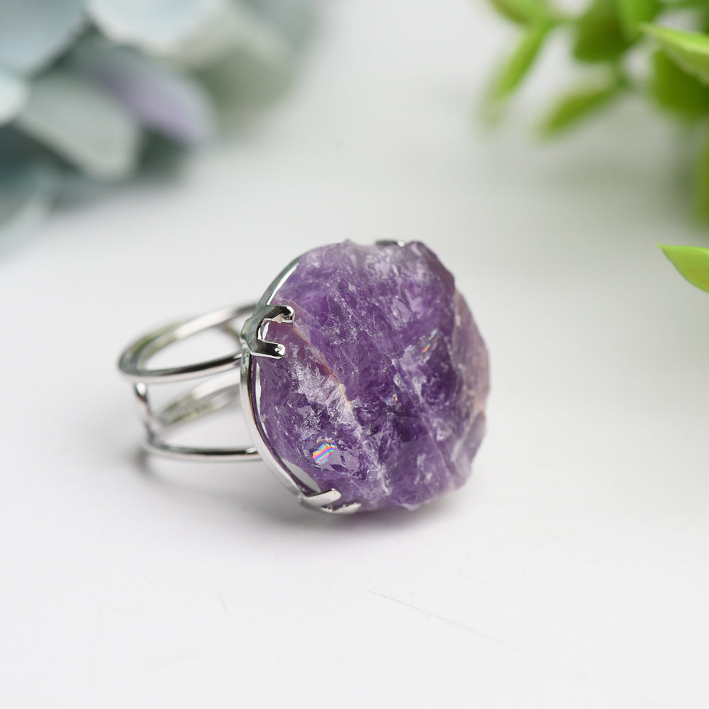2-Inch Mixed Raw Stone Healing Ring for Spiritual Balance