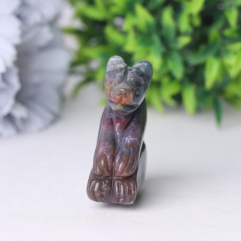 2 inch Moss Agate Crystal Bear Carving - Healing Totem