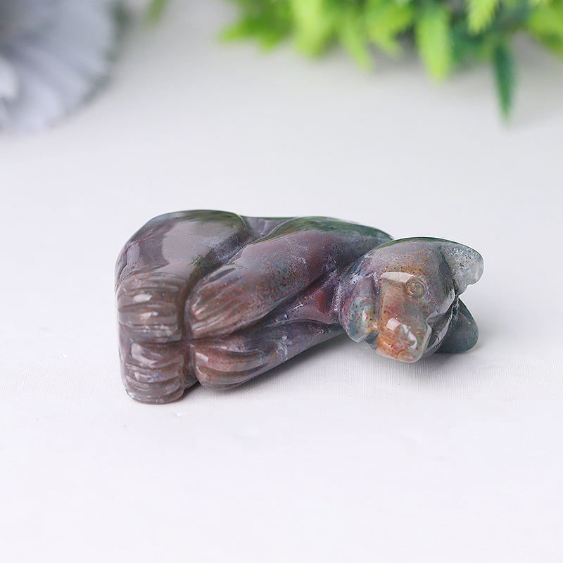 2 inch Moss Agate Crystal Bear Carving - Healing Totem