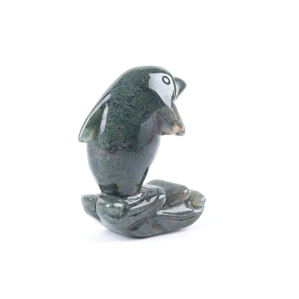 2-inch Moss Agate Crystal Dolphin Figurine for Healing