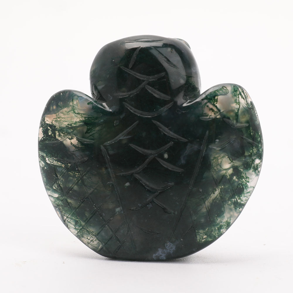 2 inch Moss Agate Crystal Owl Carving for Wisdom
