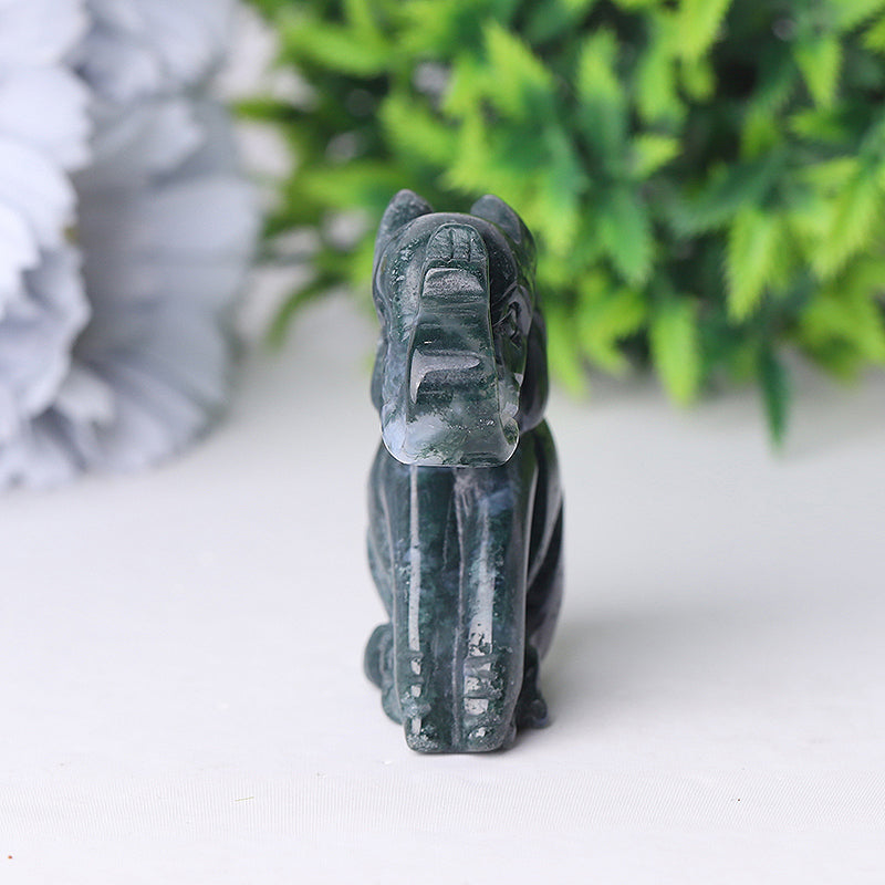 2 inch Moss Agate Elephant Crystal Carving for Healing