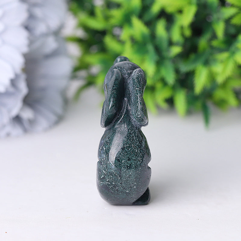 2 inch Moss Agate Elephant Crystal Carving for Healing