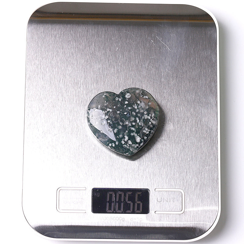 2 Inch Moss Agate Heart Crystal Carving for Healing