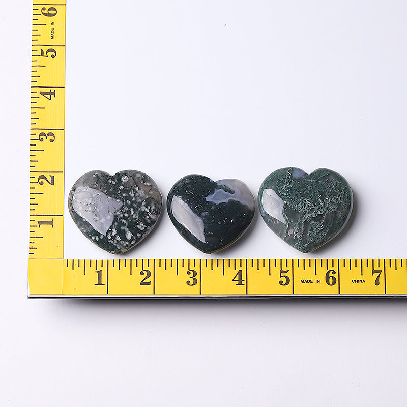 2 Inch Moss Agate Heart Crystal Carving for Healing