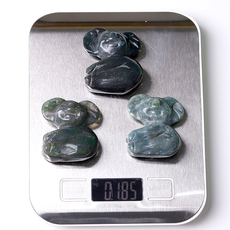 2 Inch Moss Agate Koala Crystal Carving Figurine