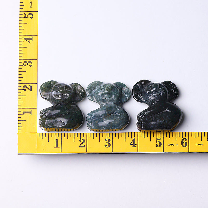 2 Inch Moss Agate Koala Crystal Carving Figurine