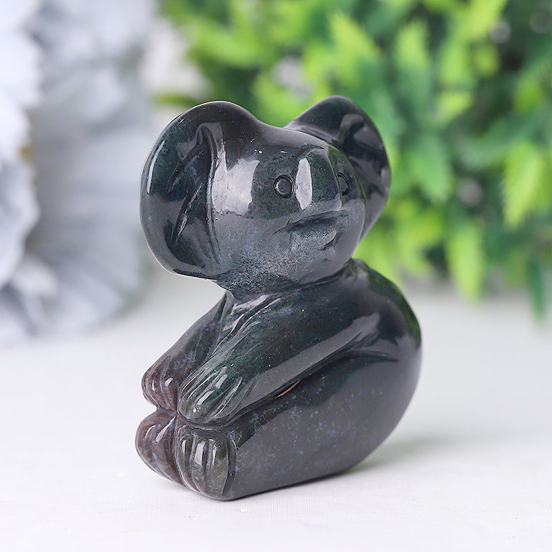 2 Inch Moss Agate Koala Crystal Carving Figurine