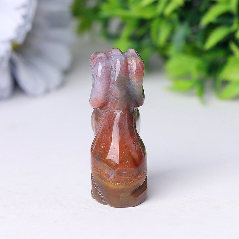 2 Inch Ocean Jasper Carved Dog Figurine for Travel Protection