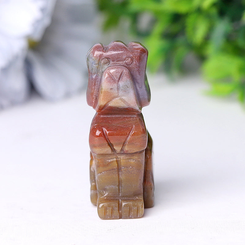 2 Inch Ocean Jasper Carved Dog Figurine for Travel Protection