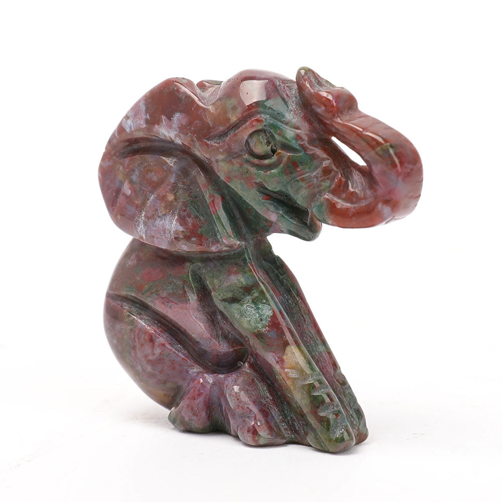 2-Inch Ocean Jasper Elephant Crystal Carving, Healing Figurine