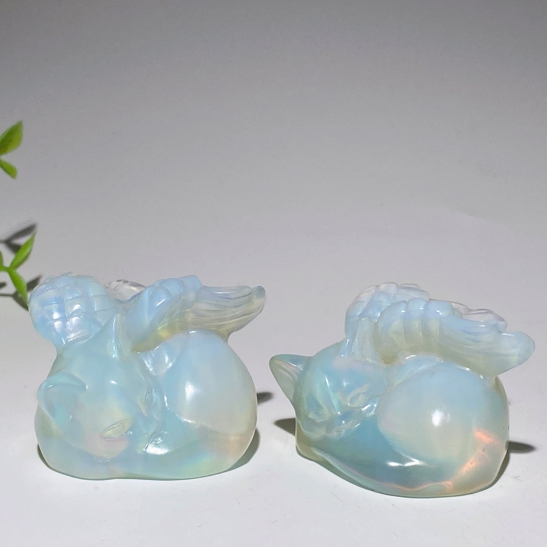 2-inch Opalite Cat with Wings Crystal Figurine for Healing