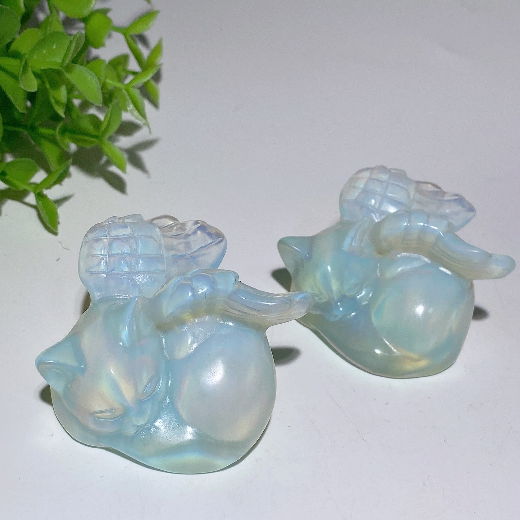 2-inch Opalite Cat with Wings Crystal Figurine for Healing