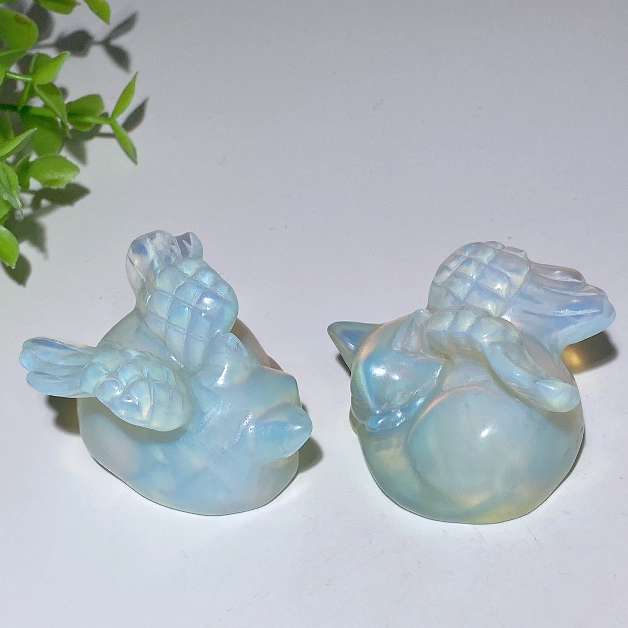 2-inch Opalite Cat with Wings Crystal Figurine for Healing