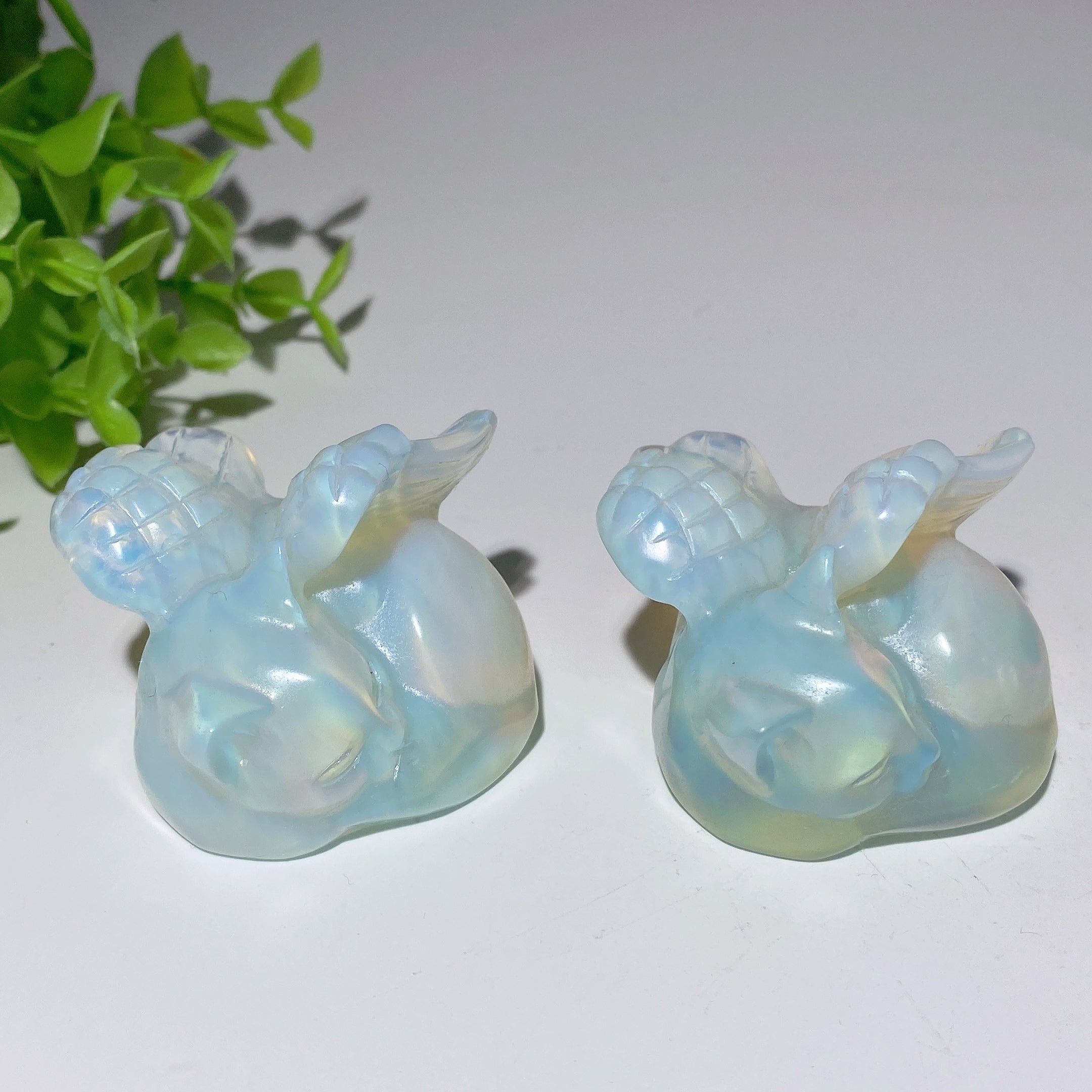 2-inch Opalite Cat with Wings Crystal Figurine for Healing