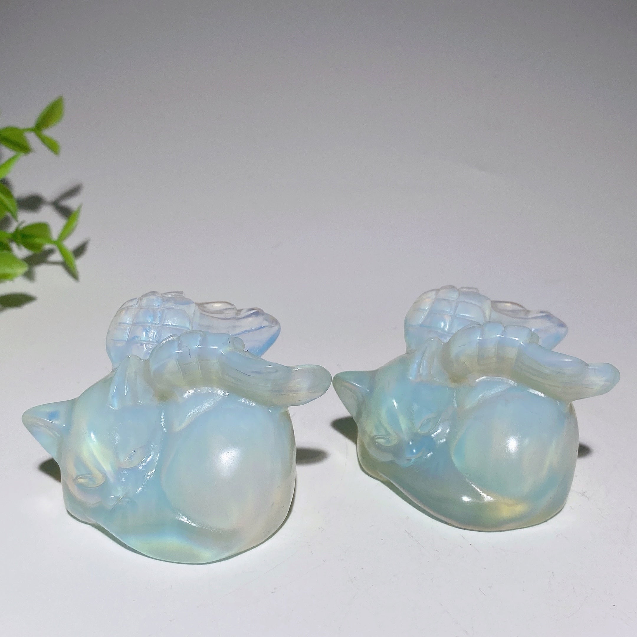 2-inch Opalite Cat with Wings Crystal Figurine for Healing