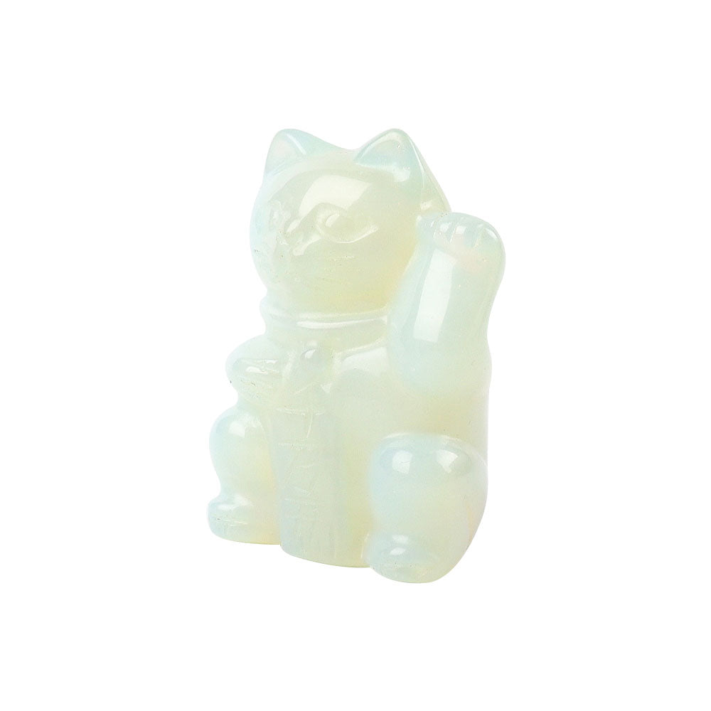 2 inch Opalite Crystal Carving Lucky Cat Figurine