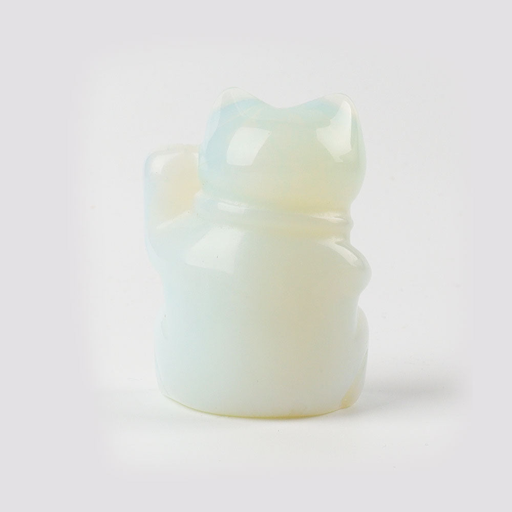 2 inch Opalite Crystal Carving Lucky Cat Figurine