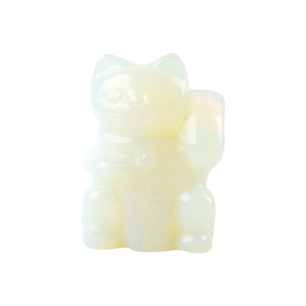 2 inch Opalite Crystal Carving Lucky Cat Figurine