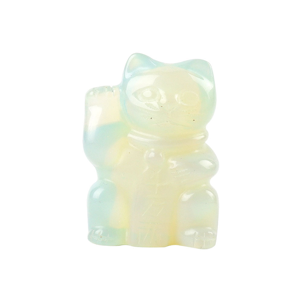 2 inch Opalite Crystal Carving Lucky Cat Figurine