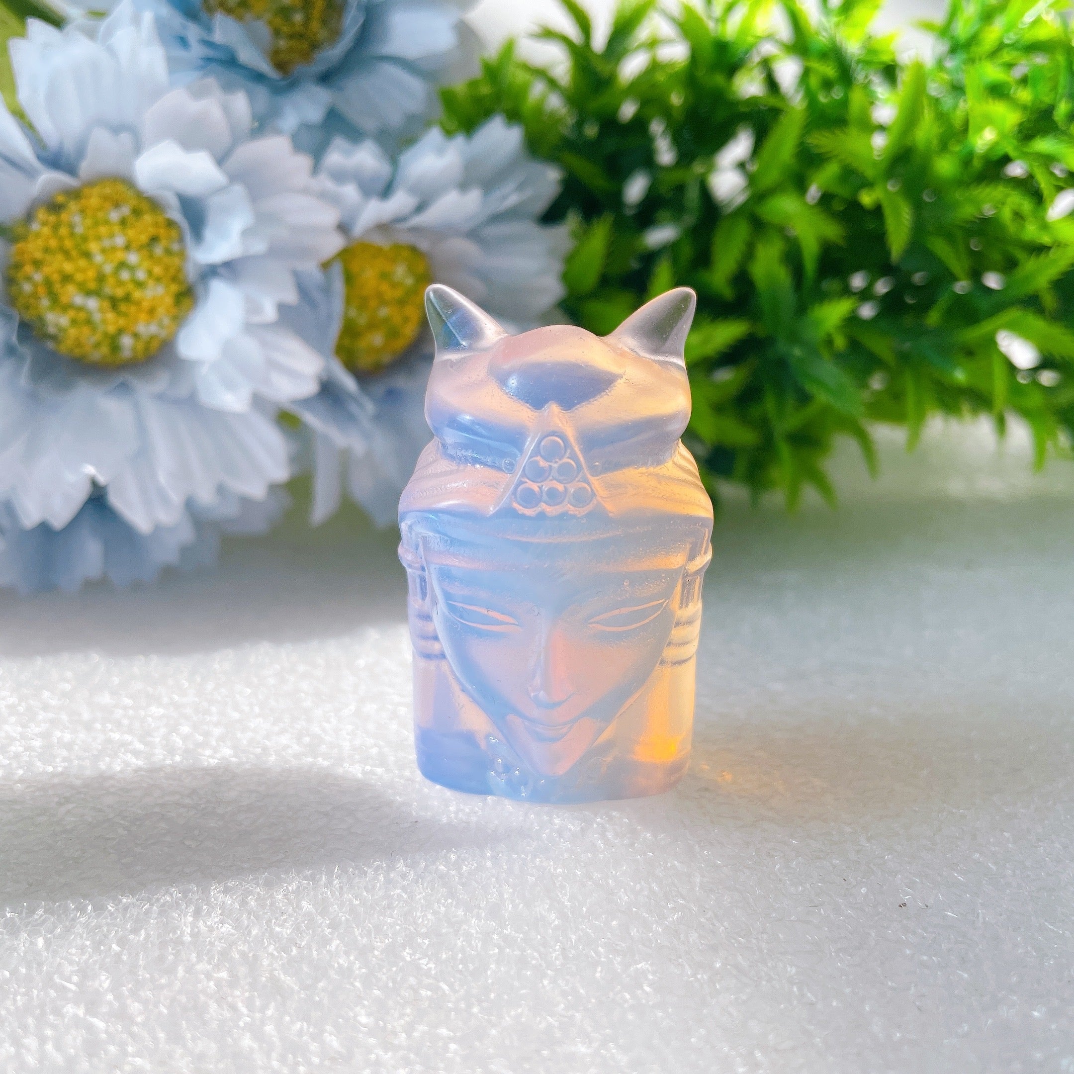 2-inch Pink & Blue Opalite Crystal Figurines Carvings