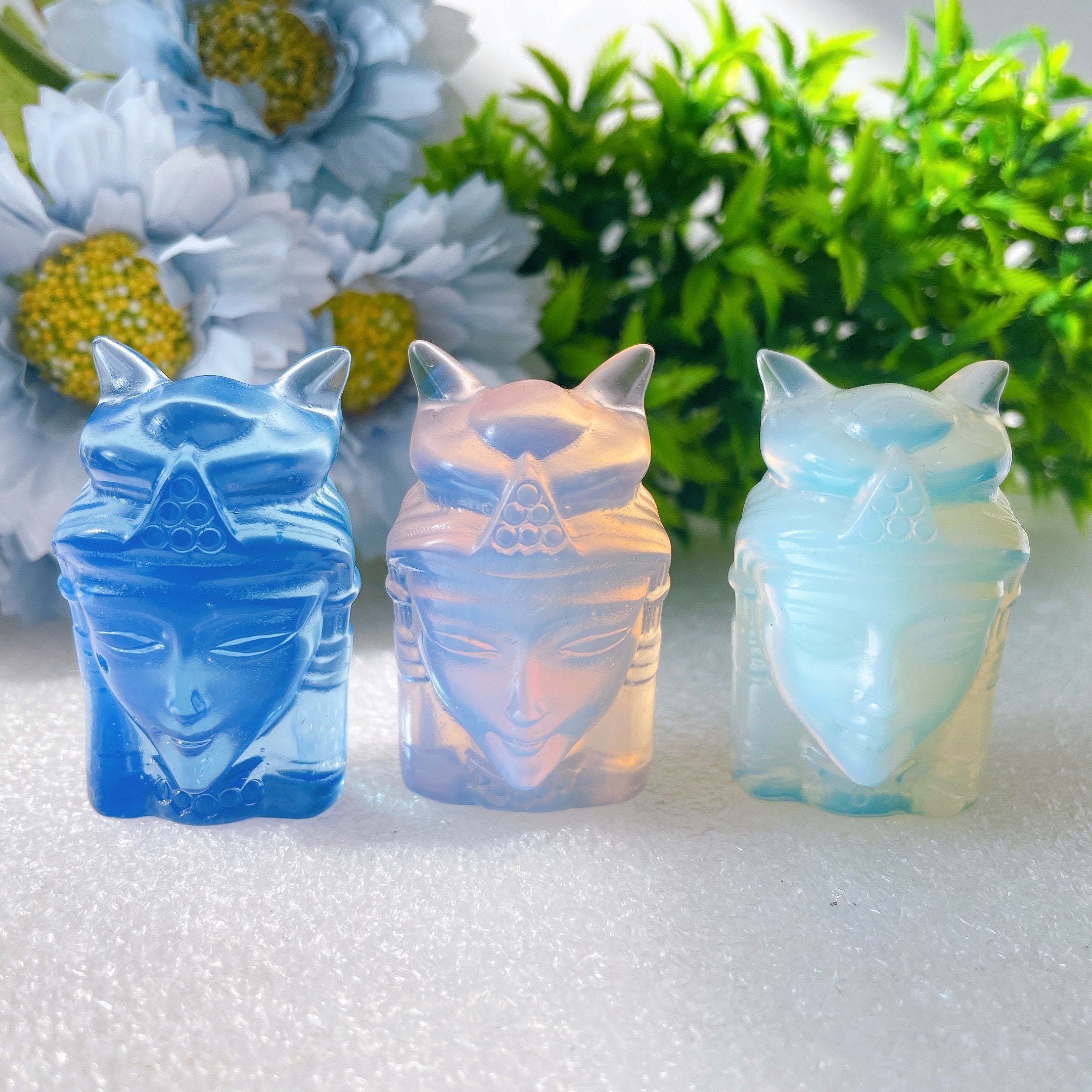 2-inch Pink & Blue Opalite Crystal Figurines Carvings