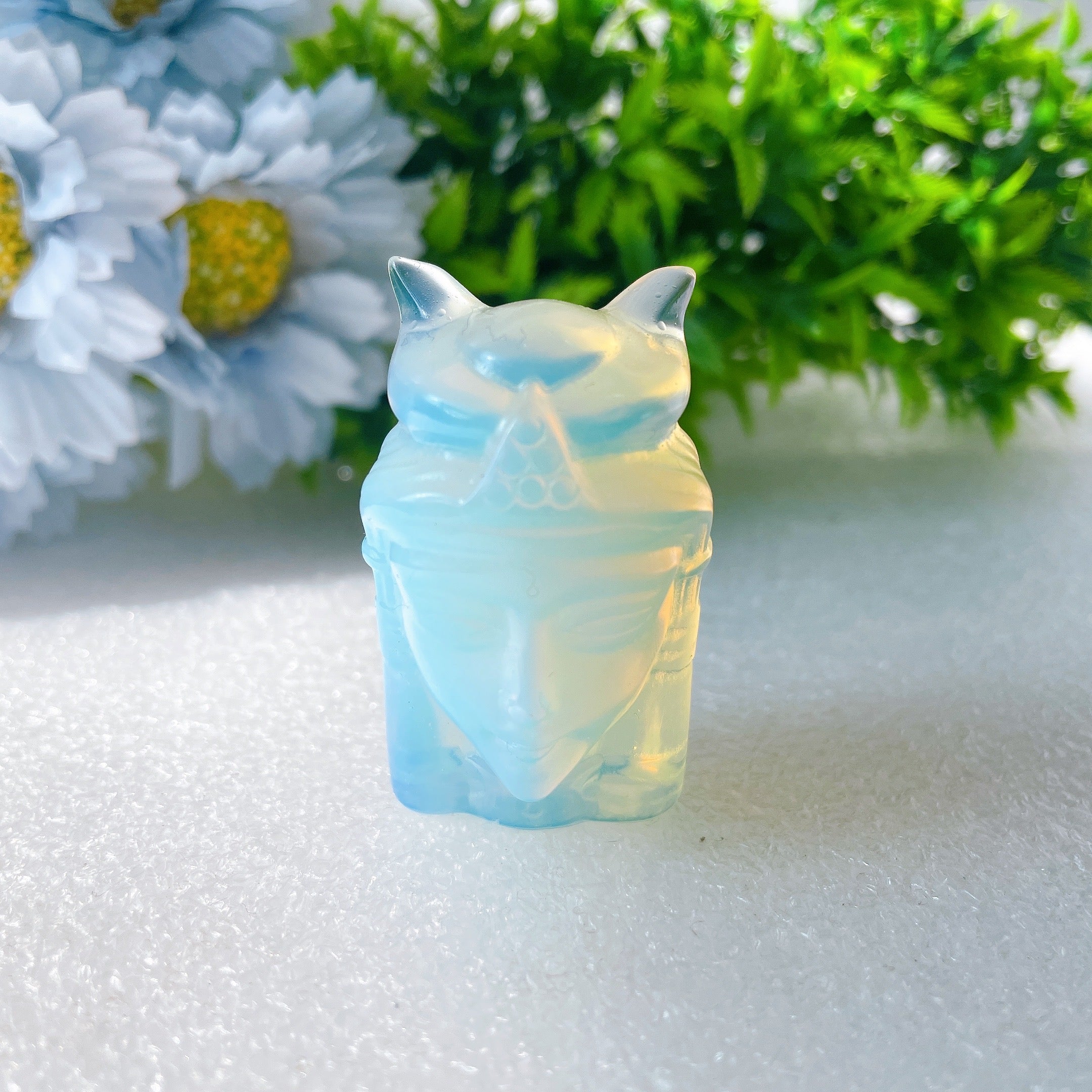 2-inch Pink & Blue Opalite Crystal Figurines Carvings