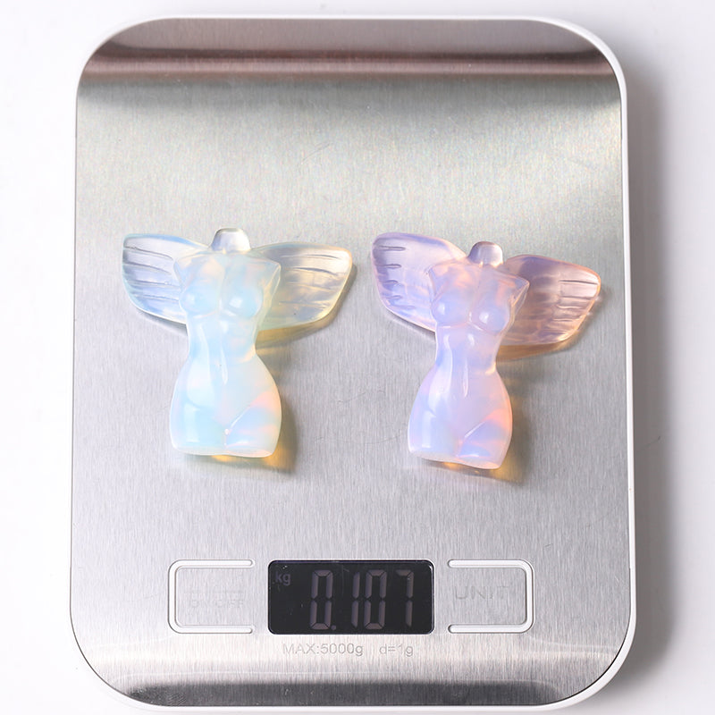 2 Inch Pink Opalite Crystal Angel Figurine with Wings