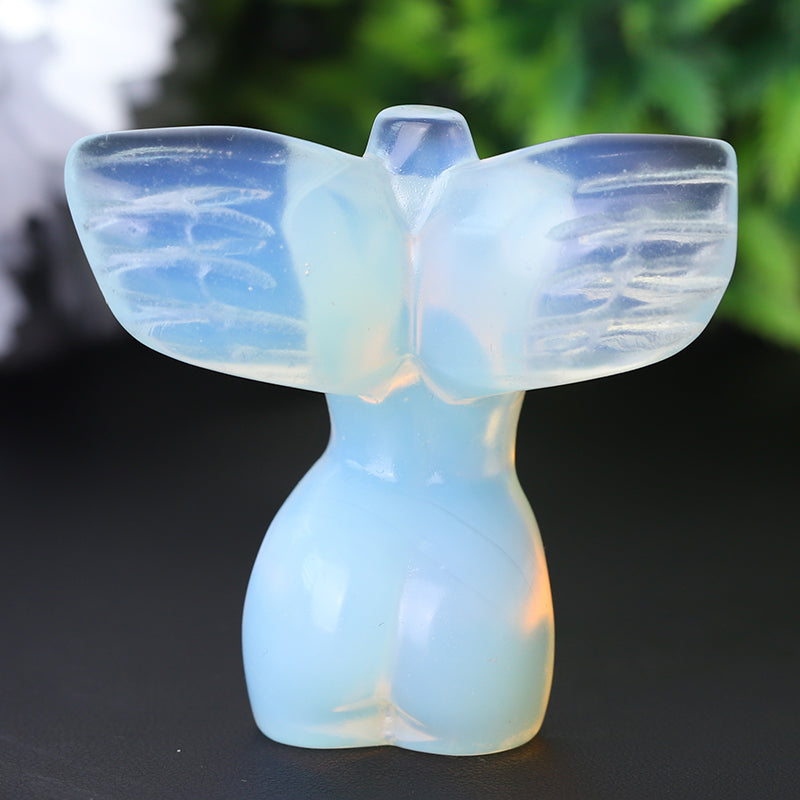 2 Inch Pink Opalite Crystal Angel Figurine with Wings