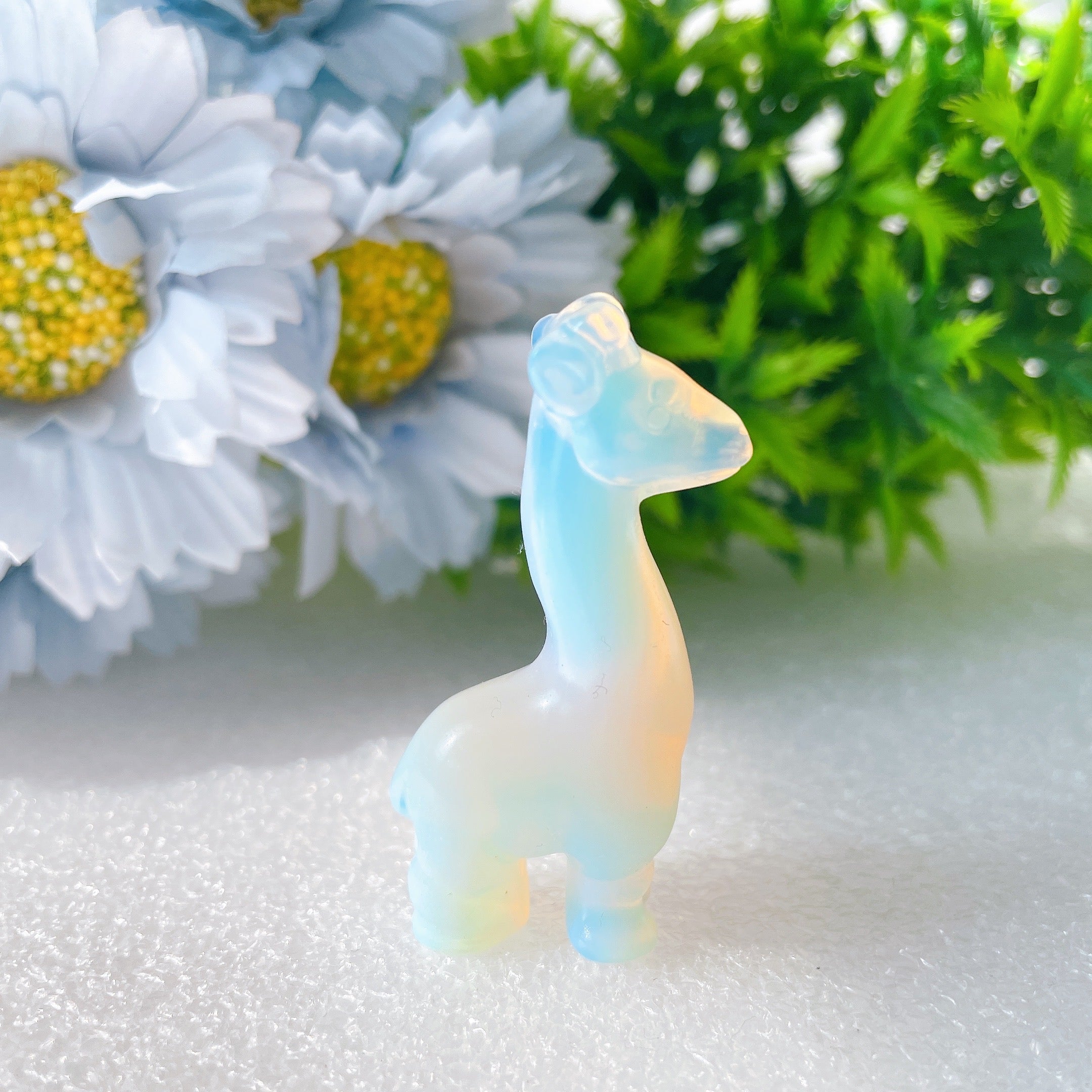 2 inch Pink Opalite Giraffe Crystal Animal Carving