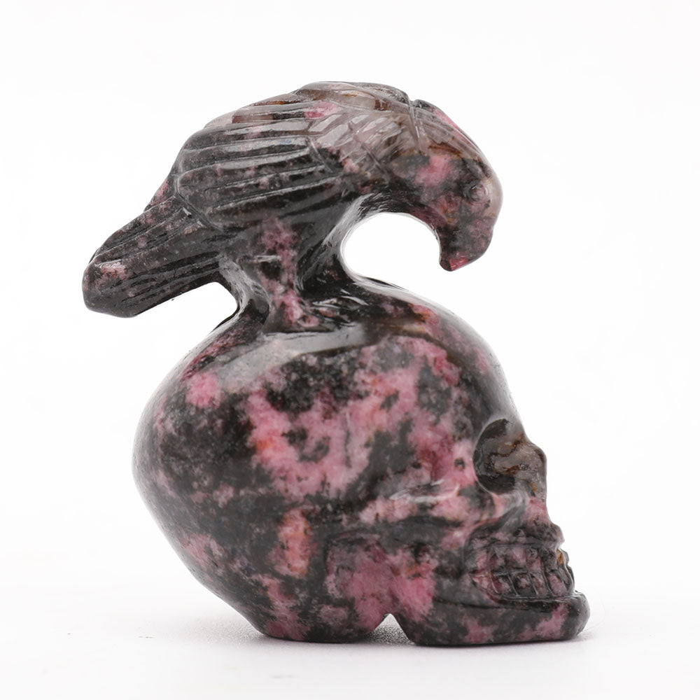 2-inch Polished Rhodonite Crystal Skull Carving for Healing