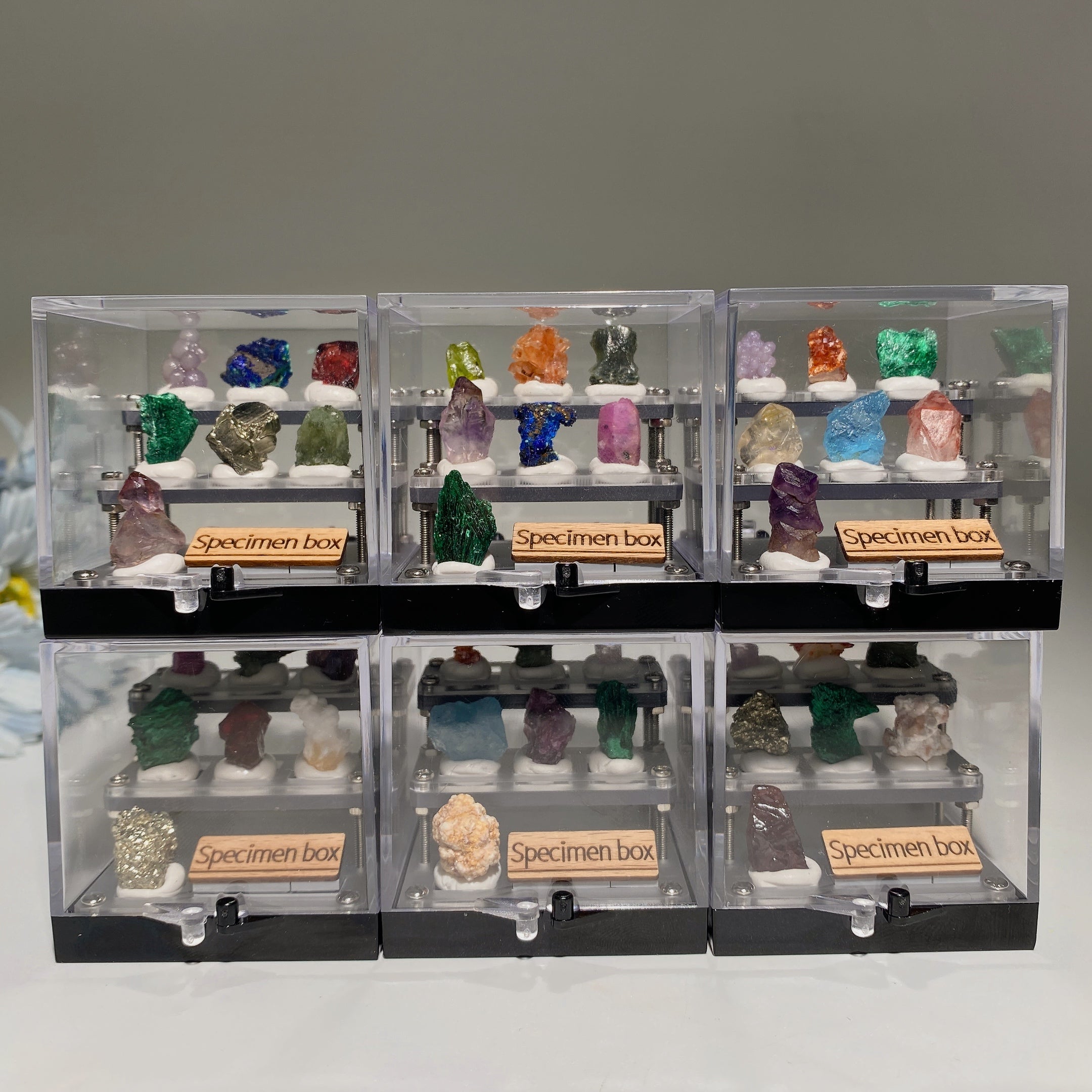 2 inch Raw Crystal Healing Specimen Box Display