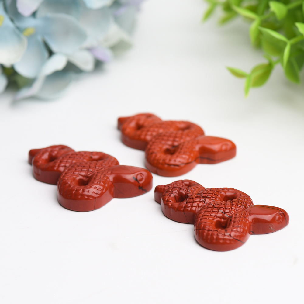 2-Inch Red Jasper Snake Crystal Carving Figurine