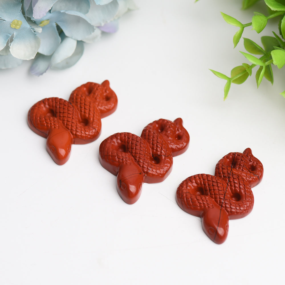 2-Inch Red Jasper Snake Crystal Carving Figurine