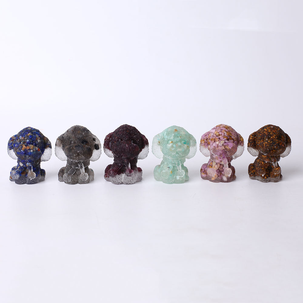 2 inch Resin Crystal Dog Figurine - Healing Gemstone Decor