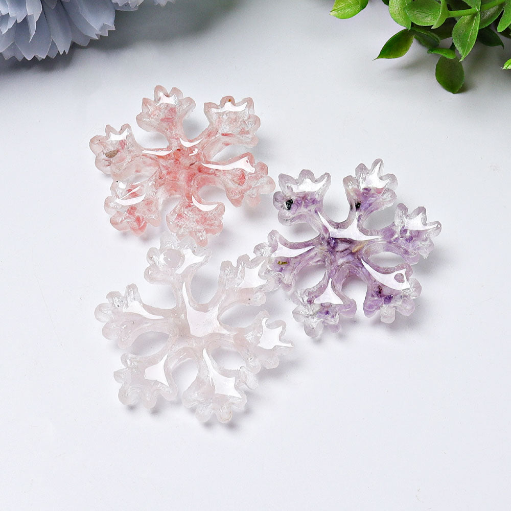 2-inch Resin Snowflake Crystal Figurines for Christmas