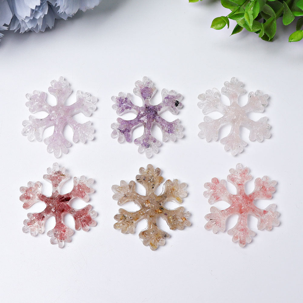 2-inch Resin Snowflake Crystal Figurines for Christmas