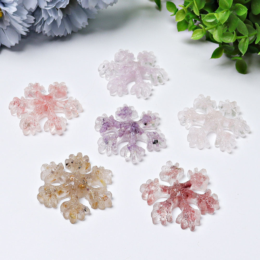 2-inch Resin Snowflake Crystal Figurines for Christmas