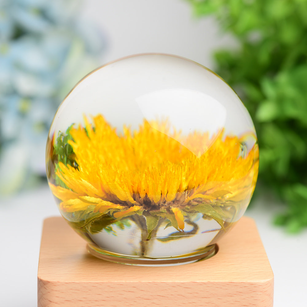 2-Inch Resin Sphere with Sunflower Touch Lamp