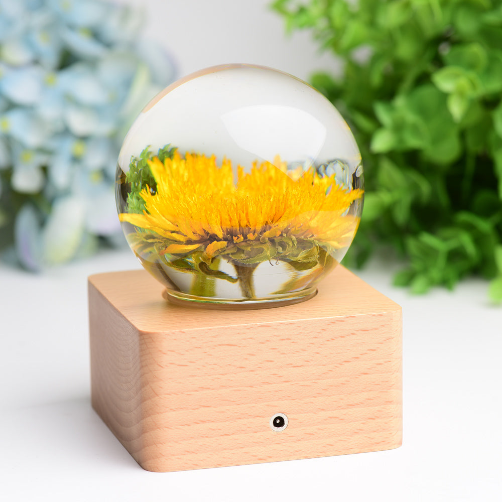 2-Inch Resin Sphere with Sunflower Touch Lamp