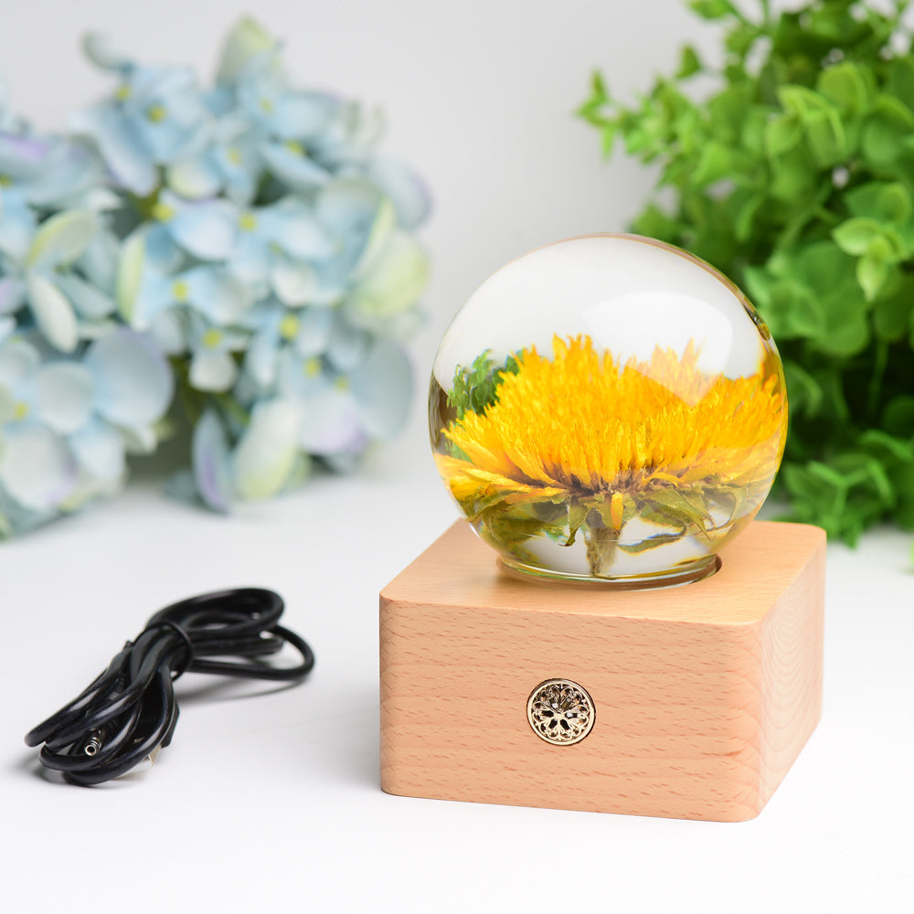 2-Inch Resin Sphere with Sunflower Touch Lamp