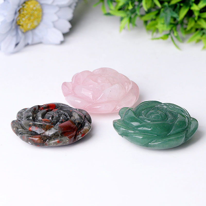 2-Inch Rose Flower Crystal Figurines for Spiritual Healing
