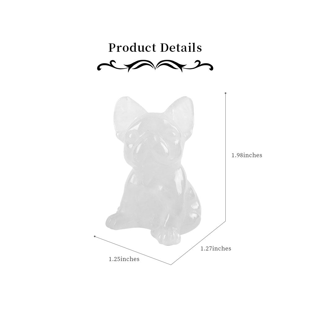 2-Inch Rose Quartz Crystal Dog Carving Figurine